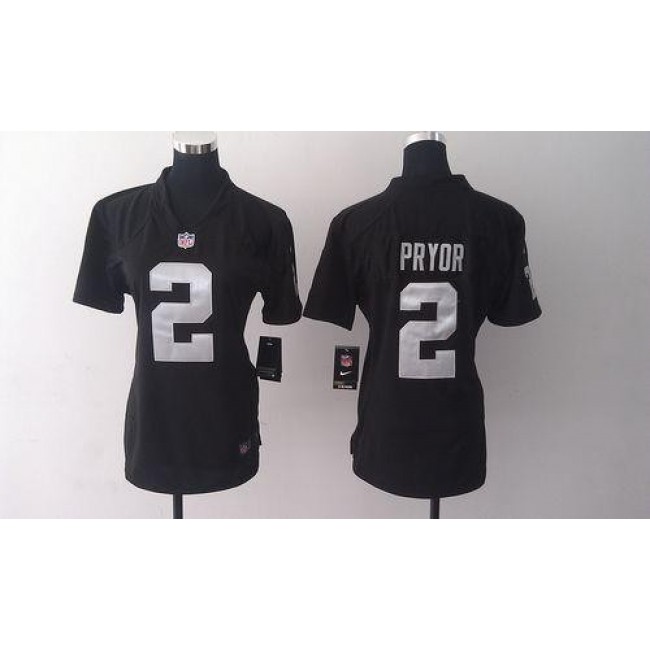 Women's Raiders #2 Terrelle Pryor Black Team Color Stitched NFL Elite Jersey