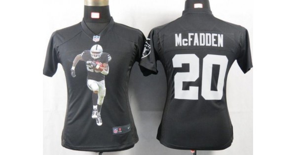 مويه بارده Women's Raiders #20 Darren McFadden Black Team Color Portrait NFL Game  Jersey مويه بارده