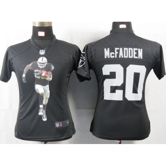 Women's Raiders #20 Darren McFadden Black Team Color Portrait NFL Game Jersey