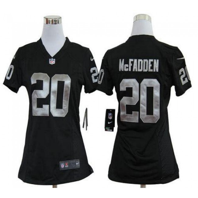 Women's Raiders #20 Darren McFadden Black Team Color Stitched NFL Elite Jersey