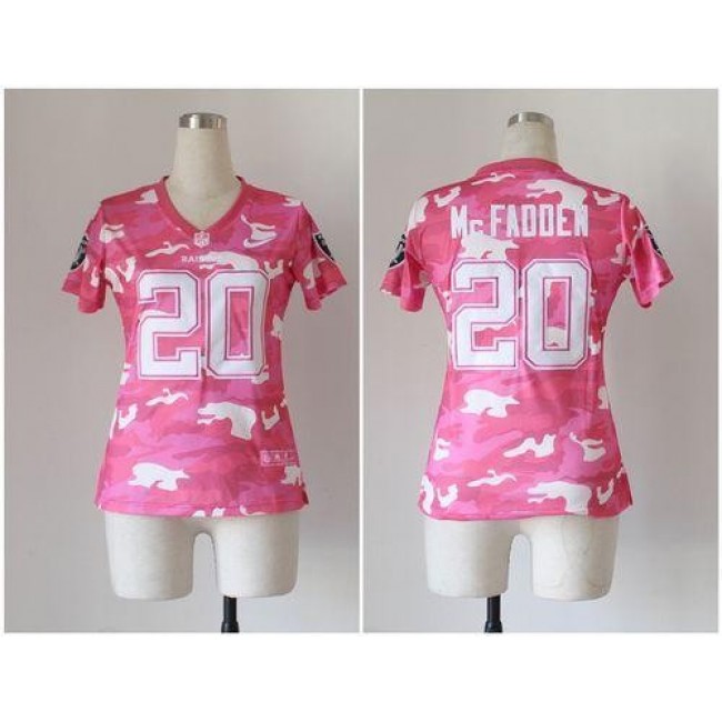 Women's Raiders #20 Darren McFadden Pink Stitched NFL Elite Camo Jersey