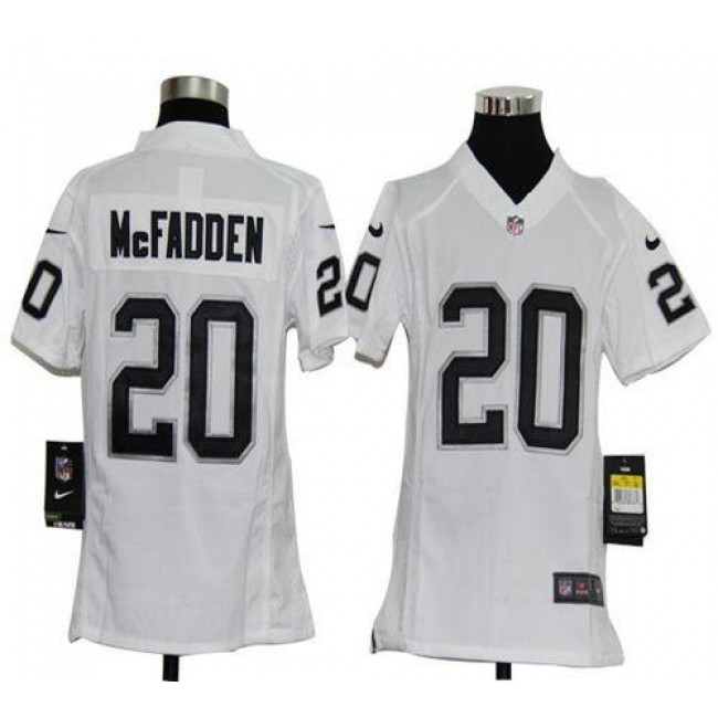 Las Vegas Raiders #20 Darren McFadden White Youth Stitched NFL Elite Jersey