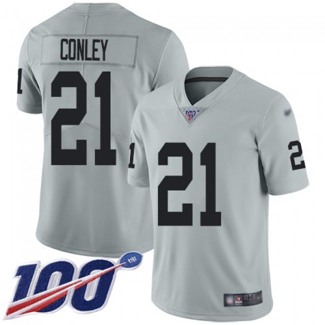 Nike Raiders #21 Gareon Conley Silver Men's Stitched NFL Limited Inverted Legend 100th Season Jersey