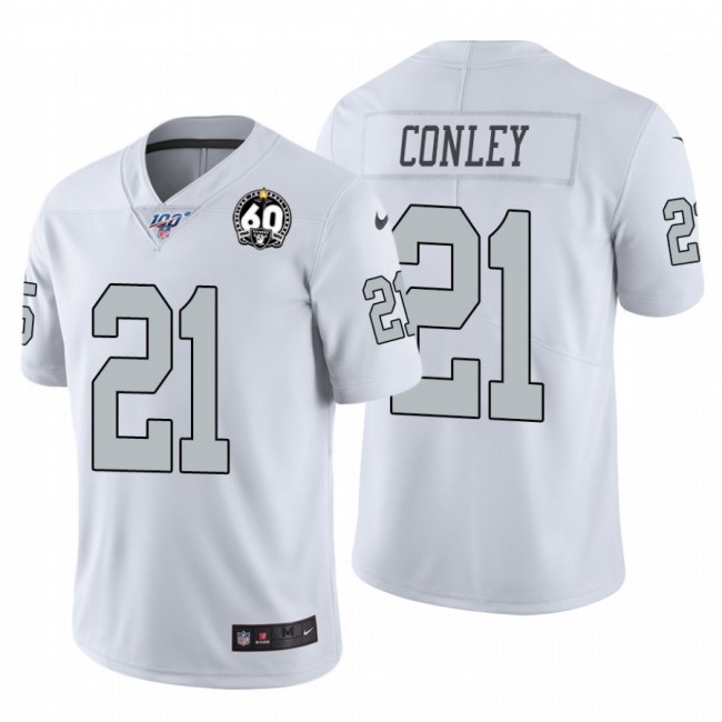 Nike Raiders #21 Gareon Conley White 60th Anniversary Patch Men's Stitched NFL 100 Limited Color Rush Jersey