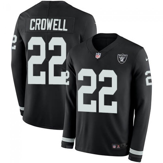 Nike Raiders #22 Isaiah Crowell Black Team Color Men's Stitched NFL Limited Therma Long Sleeve Jersey