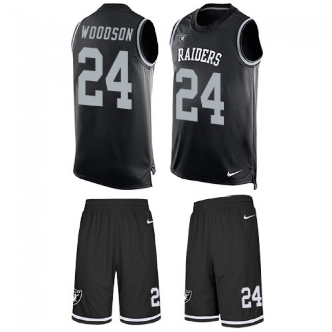 Nike Raiders #24 Charles Woodson Black Team Color Men's Stitched NFL Limited Tank Top Suit Jersey