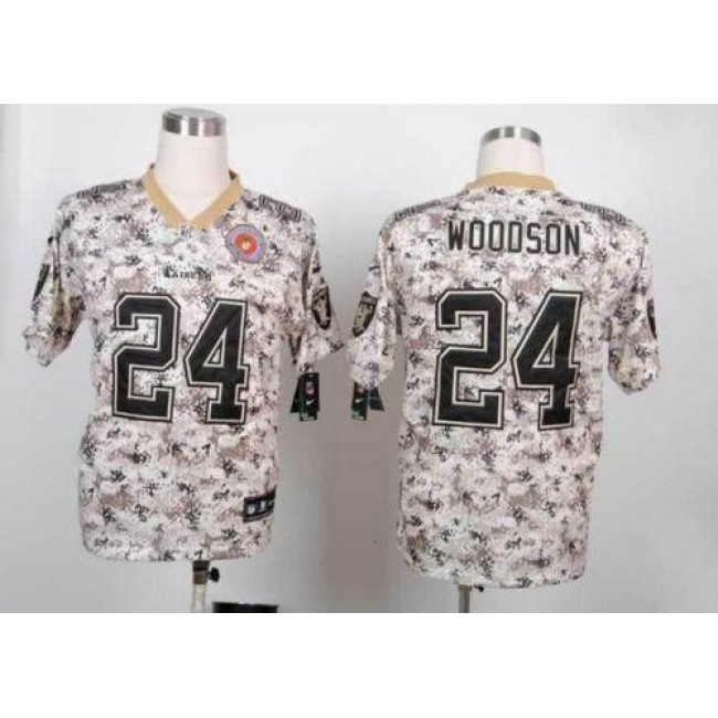 Nike Raiders #24 Charles Woodson Camo Men's Stitched NFL Elite USMC Jersey