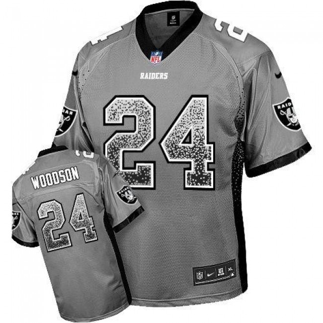 Nike Raiders #24 Charles Woodson Grey Men's Stitched NFL Elite Drift Fashion Jersey