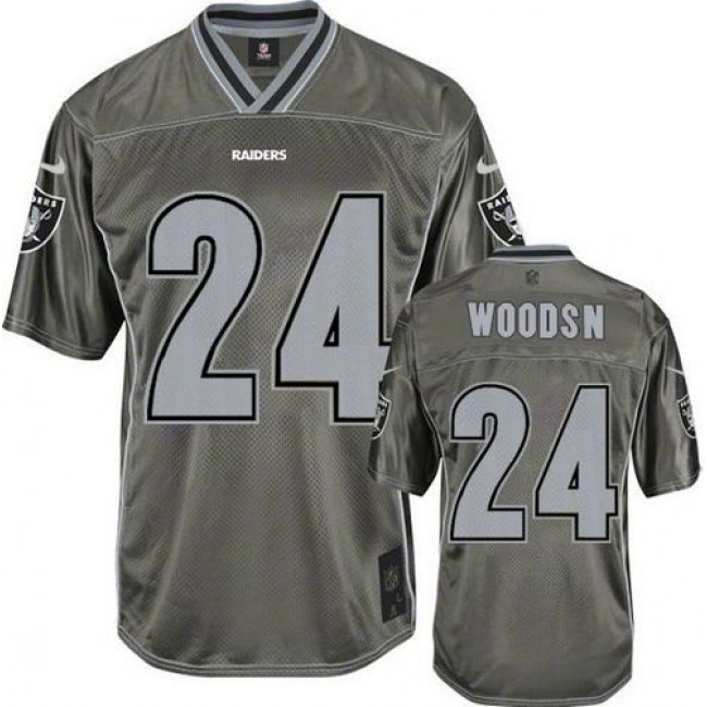 Nike Raiders #24 Charles Woodson Grey Men's Stitched NFL Elite Vapor Jersey