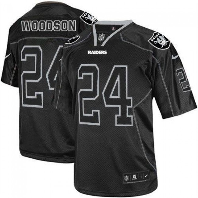 Nike Raiders #24 Charles Woodson Lights Out Black Men's Stitched NFL Elite Jersey