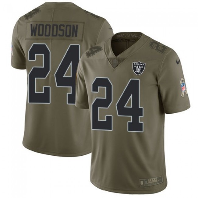 Nike Raiders #24 Charles Woodson Olive Men's Stitched NFL Limited 2017 Salute To Service Jersey