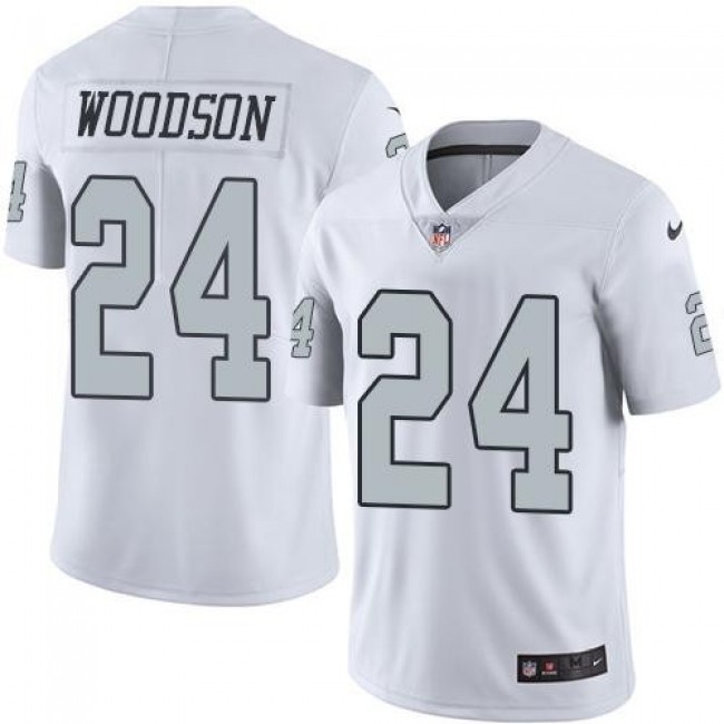 Nike Raiders #24 Charles Woodson White Men's Stitched NFL Limited Rush Jersey