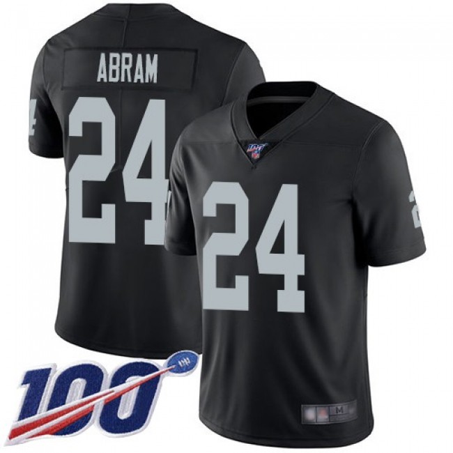 Nike Raiders #24 Johnathan Abram Black Team Color Men's Stitched NFL 100th Season Vapor Limited Jersey