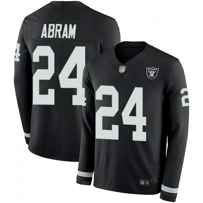 Nike Raiders #24 Johnathan Abram Black Team Color Men's Stitched NFL Limited Therma Long Sleeve Jersey