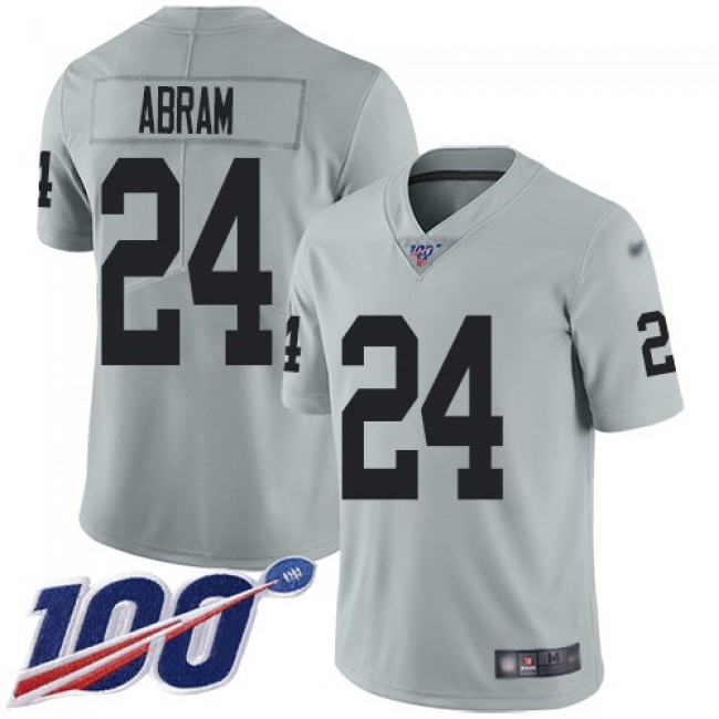 Nike Raiders #24 Johnathan Abram Silver Men's Stitched NFL Limited Inverted Legend 100th Season Jersey