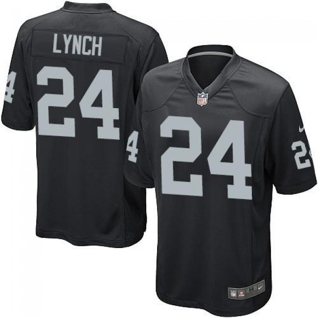 Las Vegas Raiders #24 Marshawn Lynch Black Team Color Youth Stitched NFL Elite Jersey