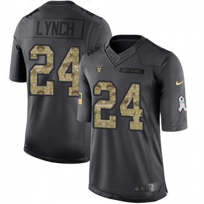 Las Vegas Raiders #24 Marshawn Lynch Black Youth Stitched NFL Limited 2016 Salute to Service Jersey