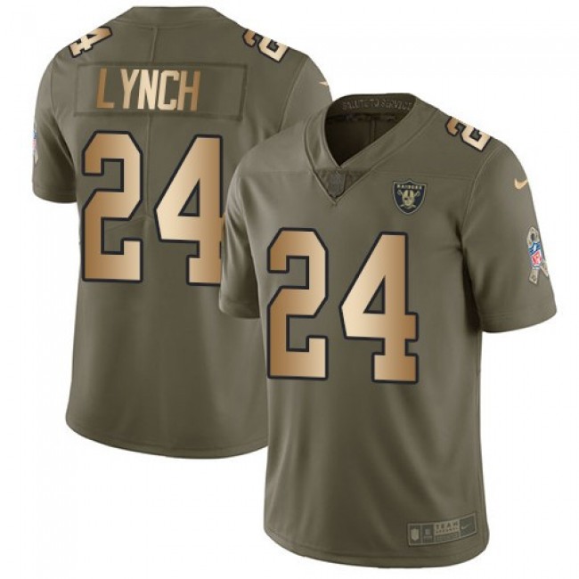 Las Vegas Raiders #24 Marshawn Lynch Olive-Gold Youth Stitched NFL Limited 2017 Salute to Service Jersey