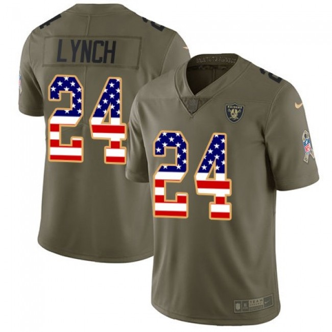 Nike Raiders #24 Marshawn Lynch Olive/USA Flag Men's Stitched NFL Limited 2017 Salute To Service Jersey