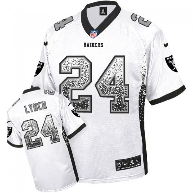 Nike Raiders #24 Marshawn Lynch White Men's Stitched NFL Elite Drift Fashion Jersey