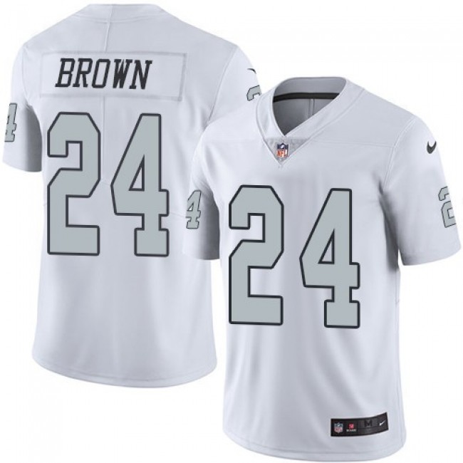 Nike Raiders #24 Willie Brown White Men's Stitched NFL Limited Rush Jersey