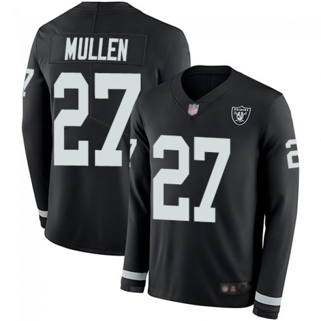 Nike Raiders #27 Trayvon Mullen Black Team Color Men's Stitched NFL Limited Therma Long Sleeve Jersey