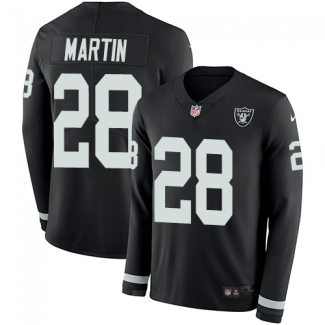 Nike Raiders #28 Doug Martin Black Team Color Men's Stitched NFL Limited Therma Long Sleeve Jersey