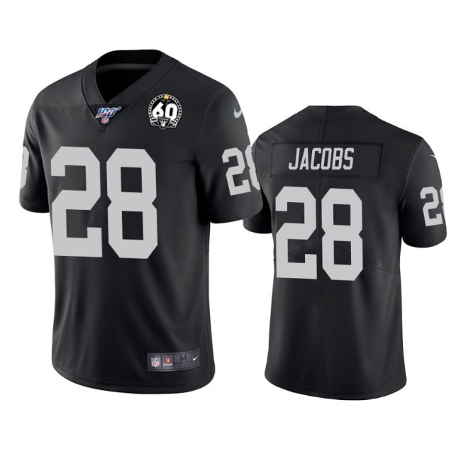 Nike Raiders #28 Josh Jacobs Black 60th Anniversary Vapor Limited Stitched NFL 100th Season Jersey