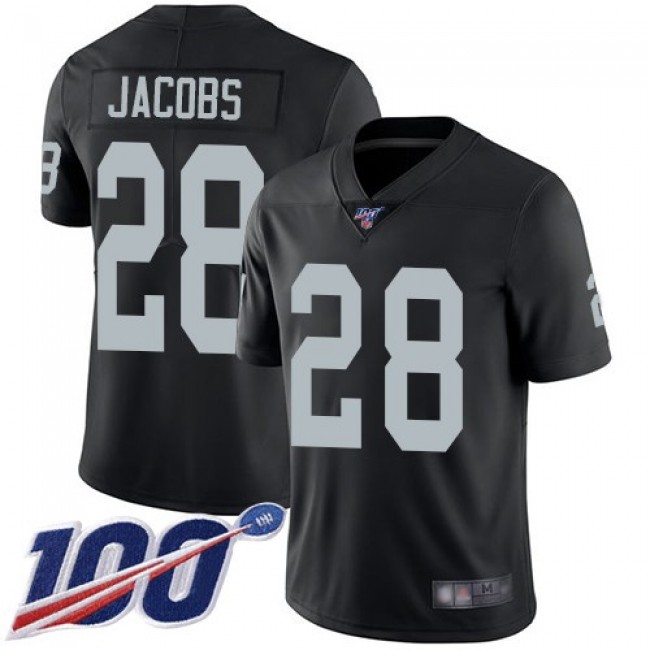 Nike Raiders #28 Josh Jacobs Black Team Color Men's Stitched NFL 100th Season Vapor Limited Jersey
