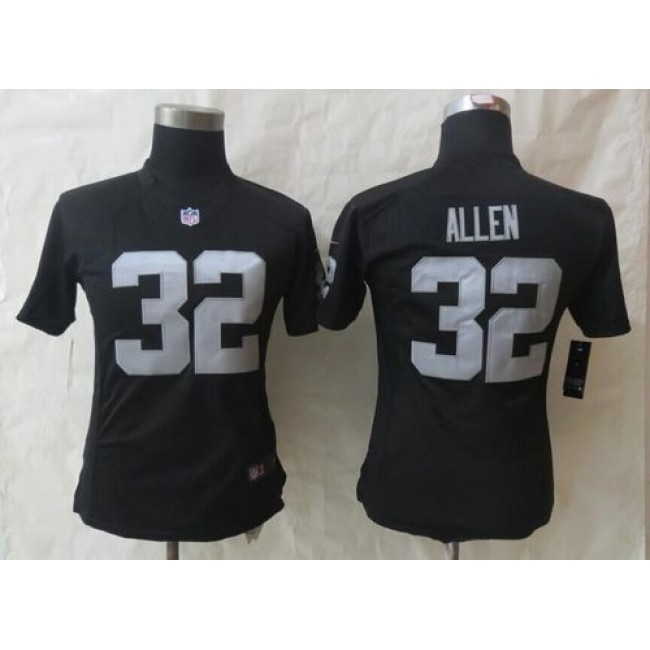 Women's Raiders #32 Marcus Allen Black Team Color Stitched NFL Elite Jersey