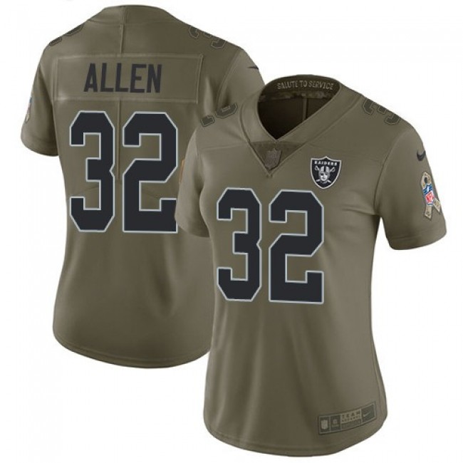 Women's Raiders #32 Marcus Allen Olive Stitched NFL Limited 2017 Salute to Service Jersey