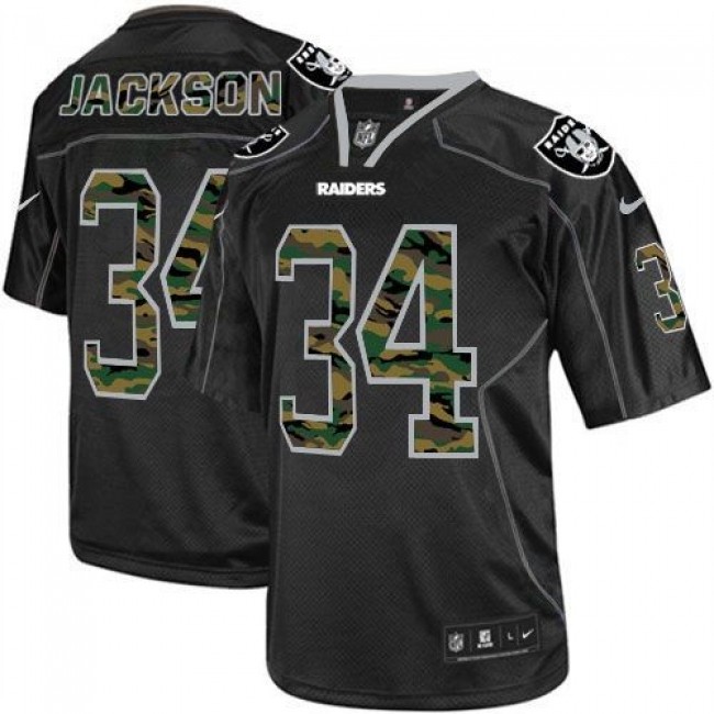 Nike Raiders #34 Bo Jackson Black Men's Stitched NFL Elite Camo Fashion Jersey