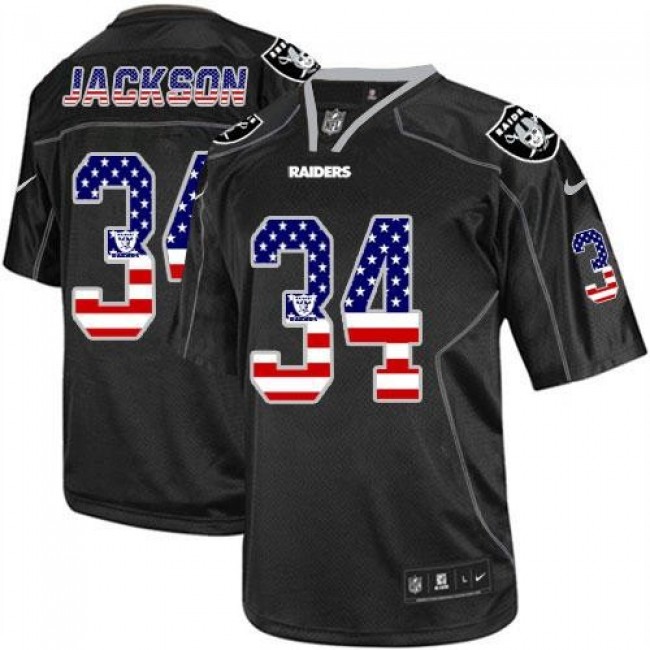 Nike Raiders #34 Bo Jackson Black Men's Stitched NFL Elite USA Flag Fashion Jersey