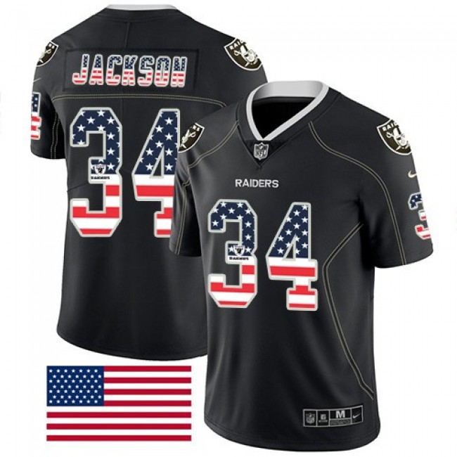 Nike Raiders #34 Bo Jackson Black Men's Stitched NFL Limited Rush USA Flag Jersey
