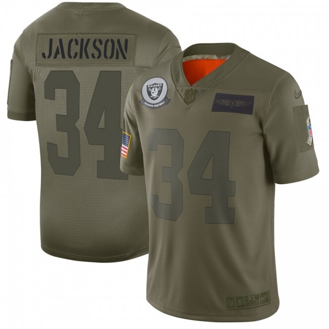 Nike Raiders #34 Bo Jackson Camo Men's Stitched NFL Limited 2019 Salute To Service Jersey