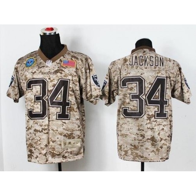 Nike Raiders #34 Bo Jackson Camo Men's Stitched NFL New Elite USMC Jersey