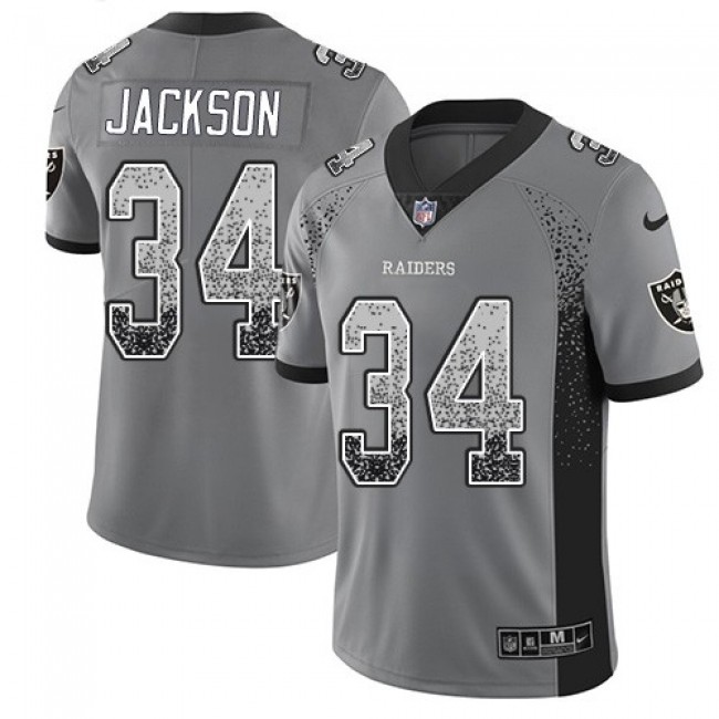 Nike Raiders #34 Bo Jackson Gray Men's Stitched NFL Limited Rush Drift Fashion Jersey