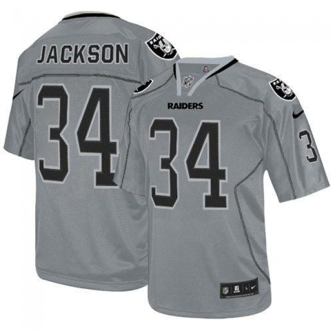 Las Vegas Raiders #34 Bo Jackson Lights Out Grey Youth Stitched NFL Elite Jersey