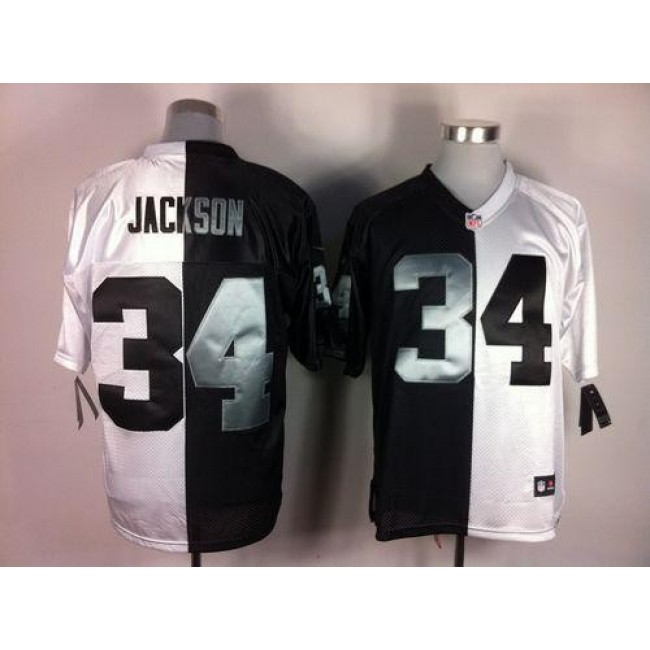Nike Raiders #34 Bo Jackson White/Black Men's Stitched NFL Elite Split Jersey