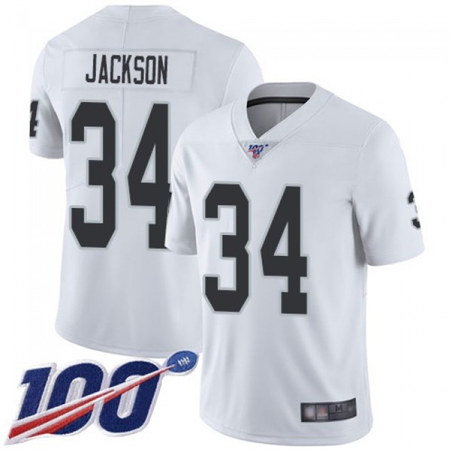 Nike Raiders #34 Bo Jackson White Men's Stitched NFL 100th Season Vapor Limited Jersey
