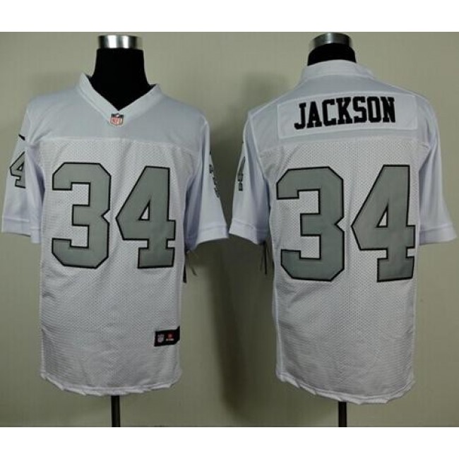 Nike Raiders #34 Bo Jackson White Silver No. Men's Stitched NFL Elite Jersey