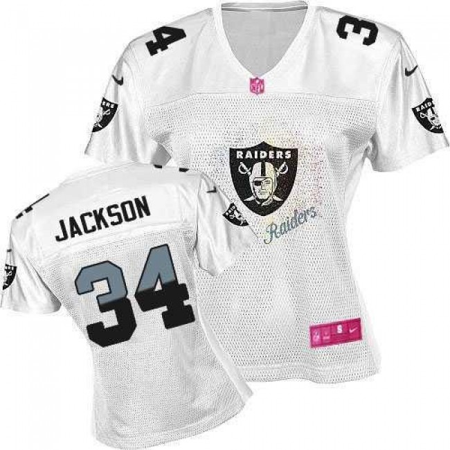 Women's Raiders #34 Bo Jackson White Fem Fan NFL Game Jersey