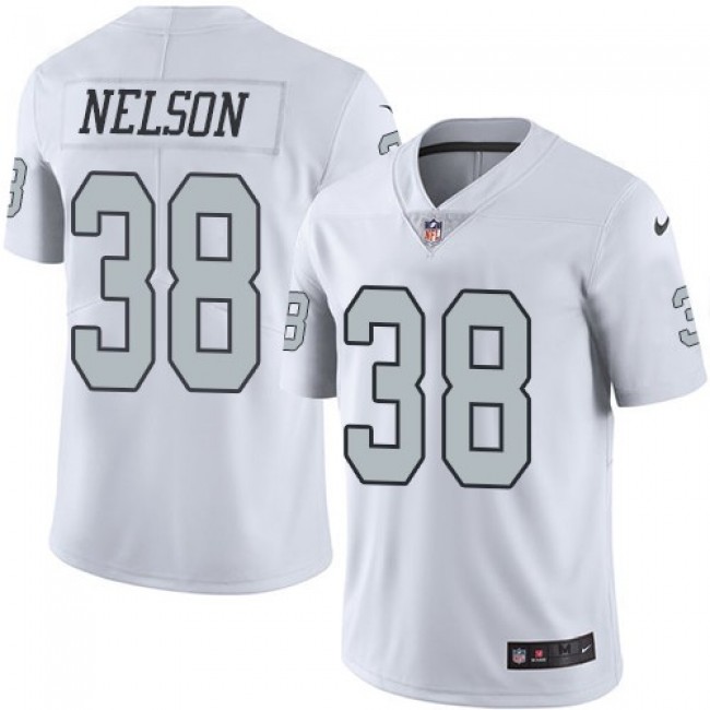 Nike Raiders #38 Nick Nelson White Men's Stitched NFL Limited Rush Jersey