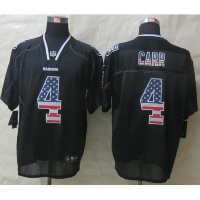 Nike Raiders #4 Derek Carr Black Men's Stitched NFL Elite USA Flag Fashion Jersey