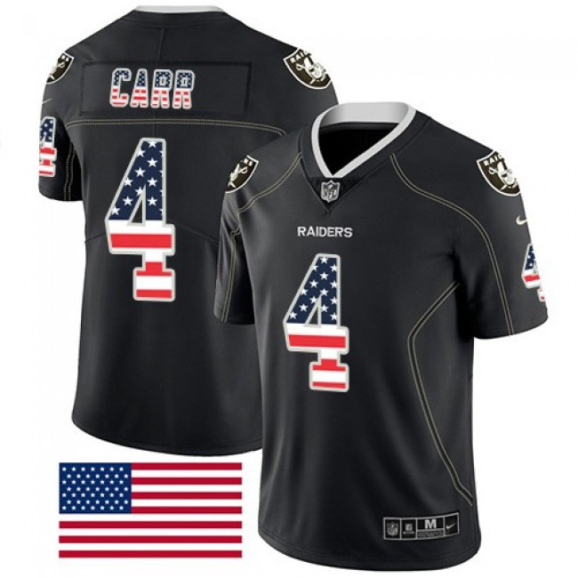 Nike Raiders #4 Derek Carr Black Men's Stitched NFL Limited Rush USA Flag Jersey