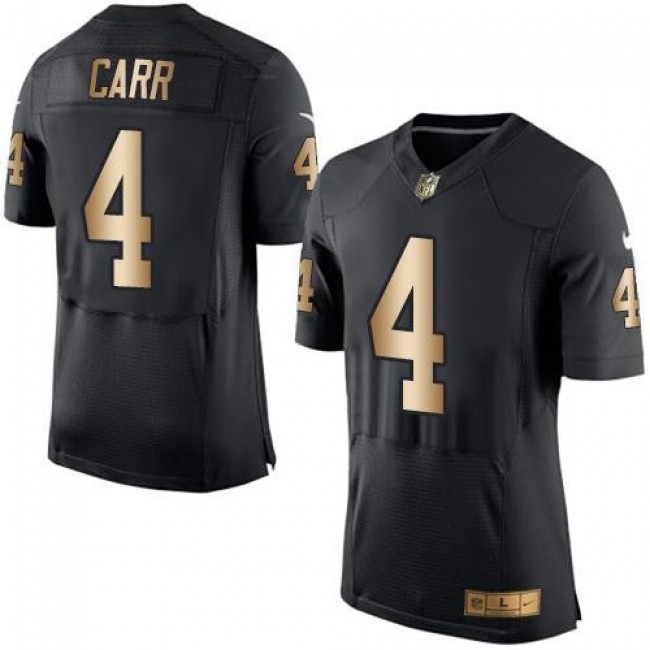 Nike Raiders #4 Derek Carr Black Team Color Men's Stitched NFL New Elite Gold Jersey