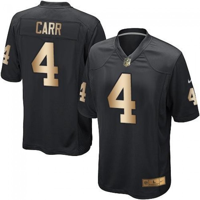 Las Vegas Raiders #4 Derek Carr Black Team Color Youth Stitched NFL Elite Gold Jersey