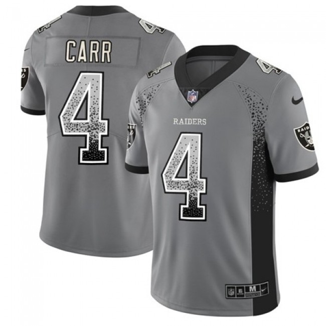 Nike Raiders #4 Derek Carr Gray Men's Stitched NFL Limited Rush Drift Fashion Jersey