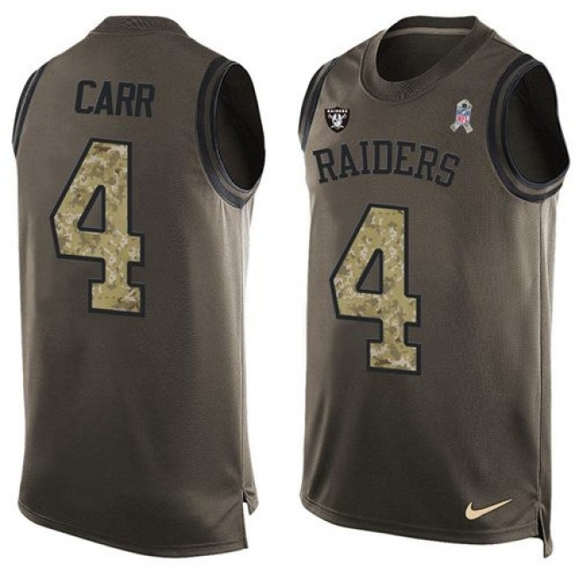Nike Raiders #4 Derek Carr Green Men's Stitched NFL Limited Salute To Service Tank Top Jersey
