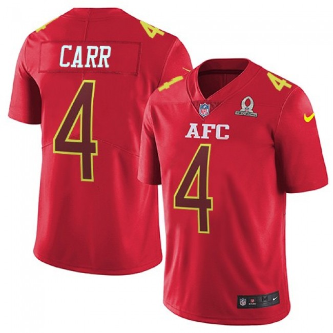 Las Vegas Raiders #4 Derek Carr Red Youth Stitched NFL Limited AFC 2017 Pro Bowl Jersey